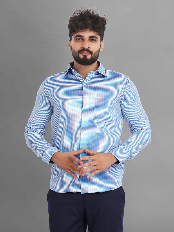 Blue checks premium cotton shirt