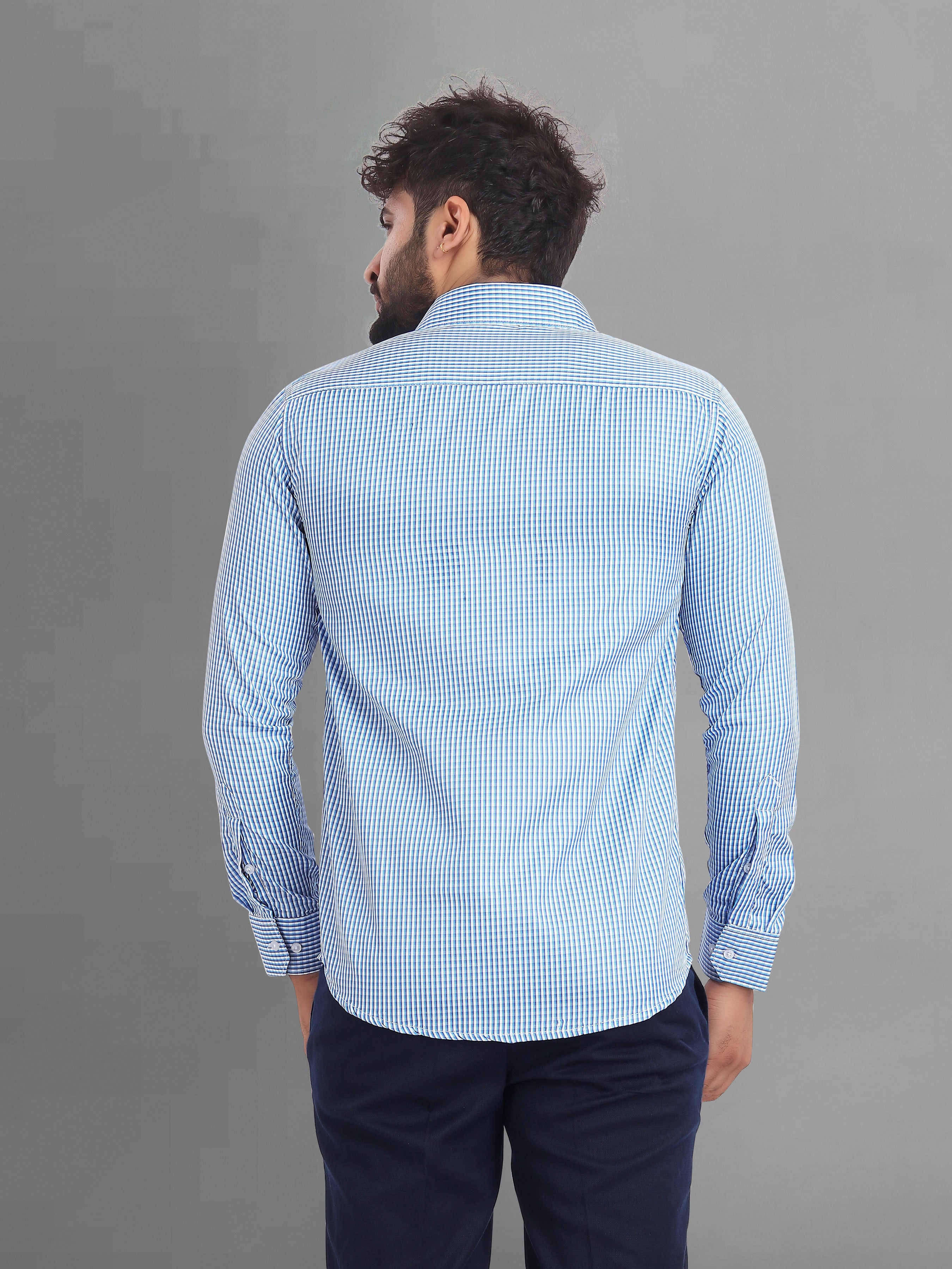 Blue checks premium cotton shirt