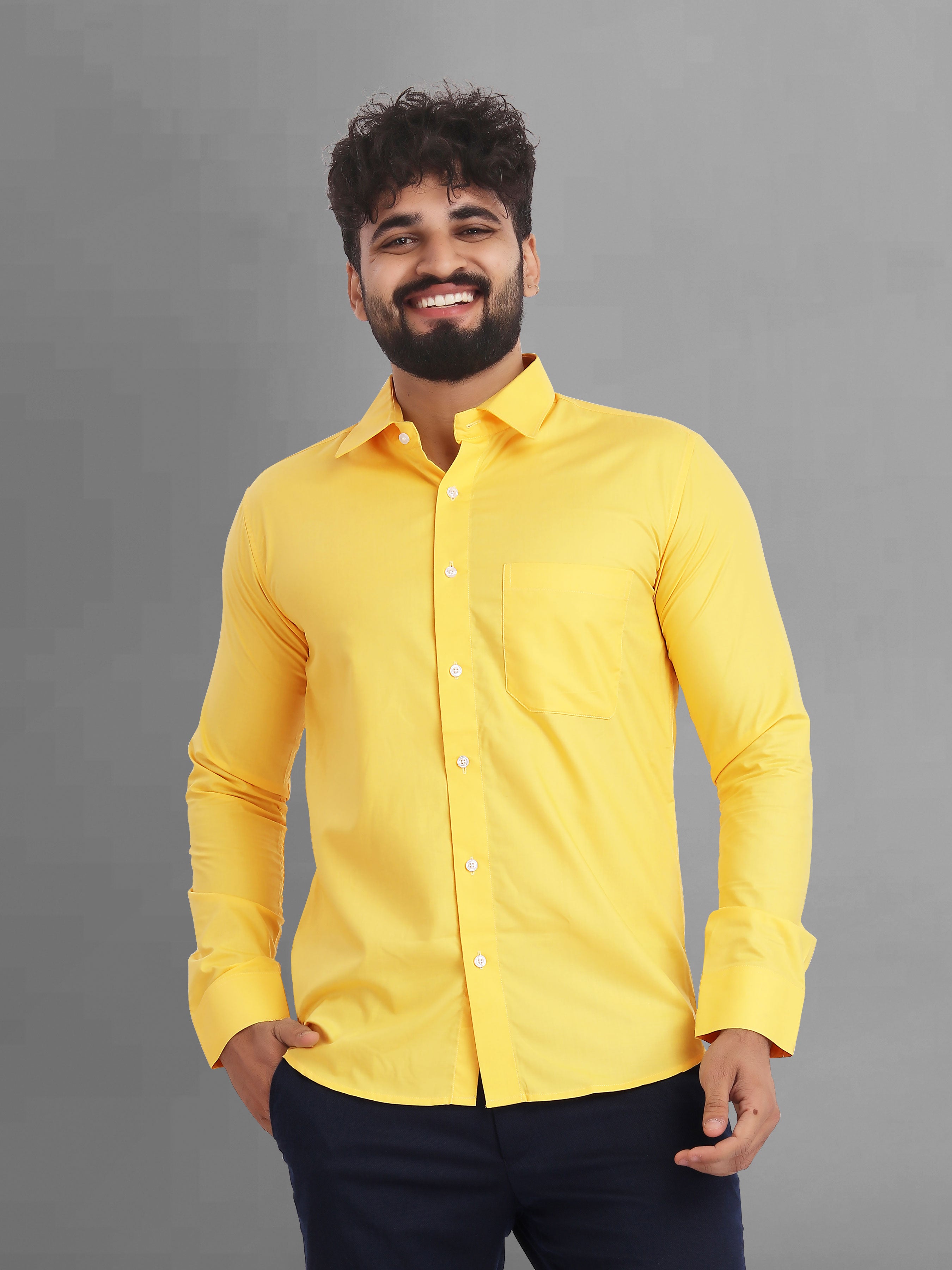 Light yellow solid cotton shirt