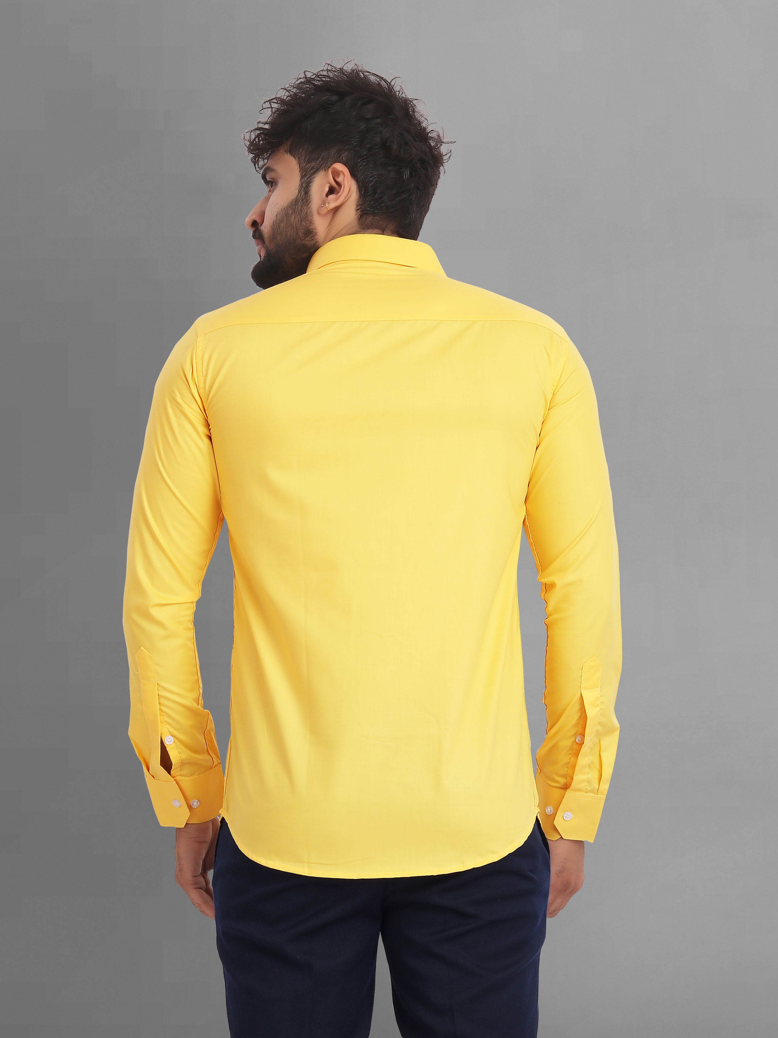 Light yellow solid cotton shirt