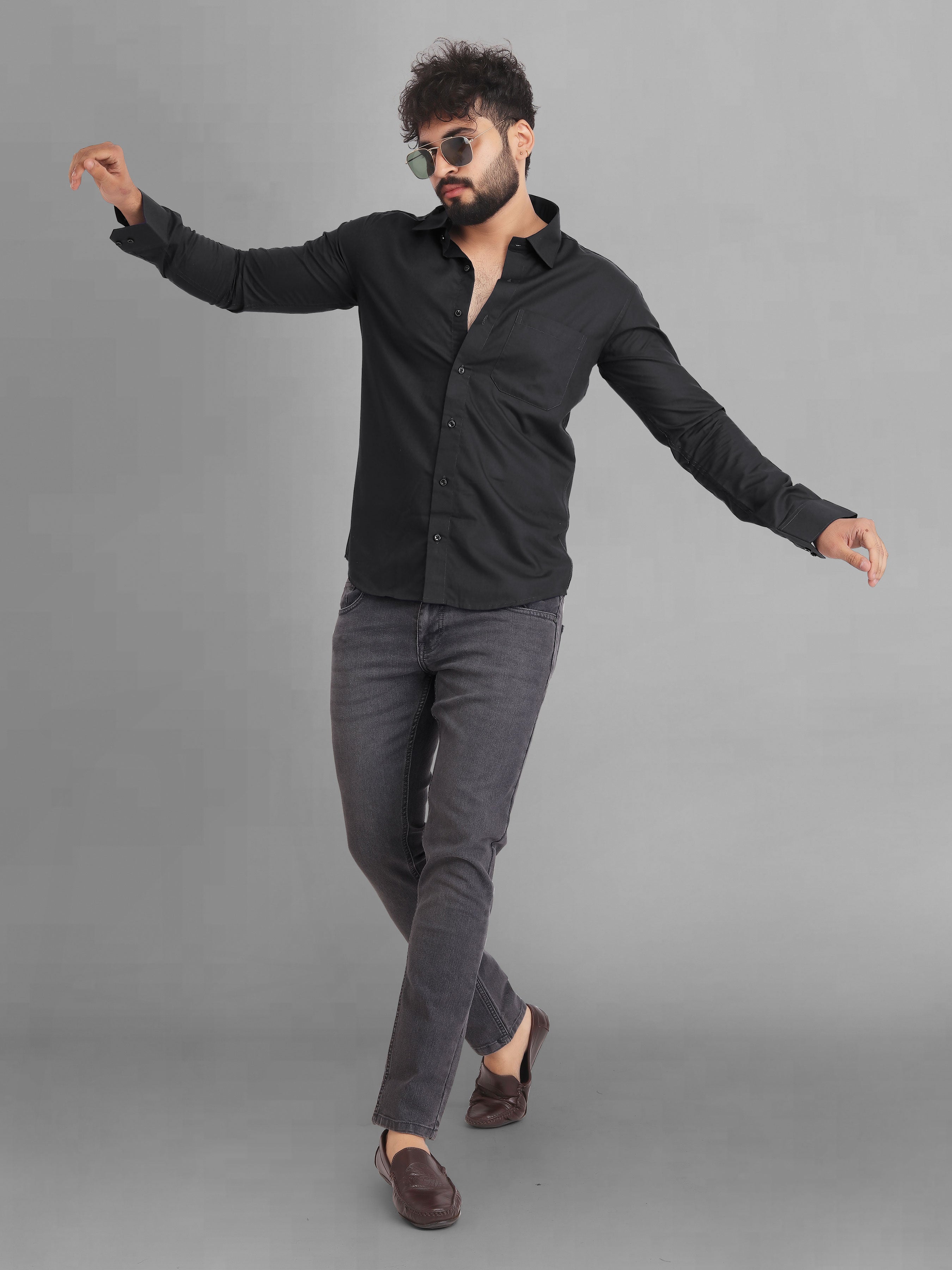 Black Soft and cozy henley casual shirt