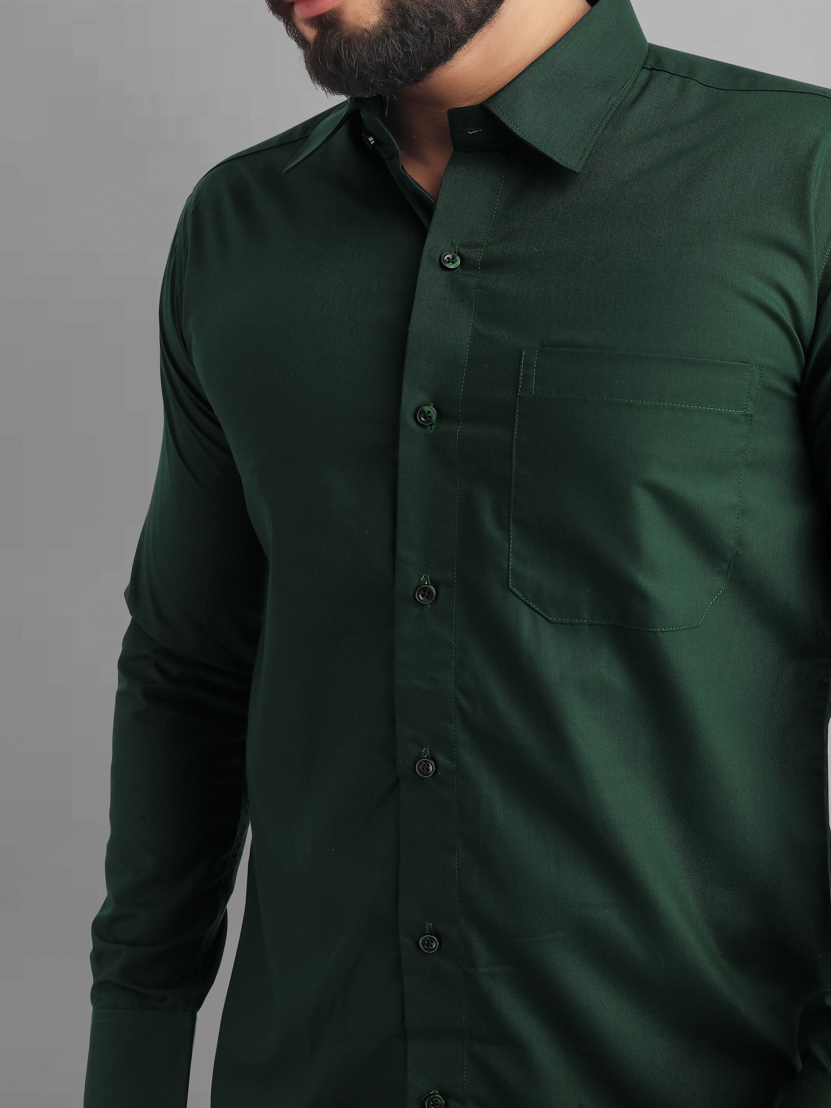 Dark green snake pleated cotton shirt