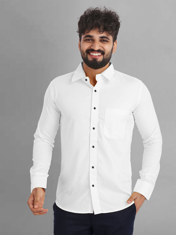 White black buttons textured cotton shirt